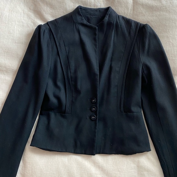 French Connection Cropped Black Blazer - Picture 2 of 9